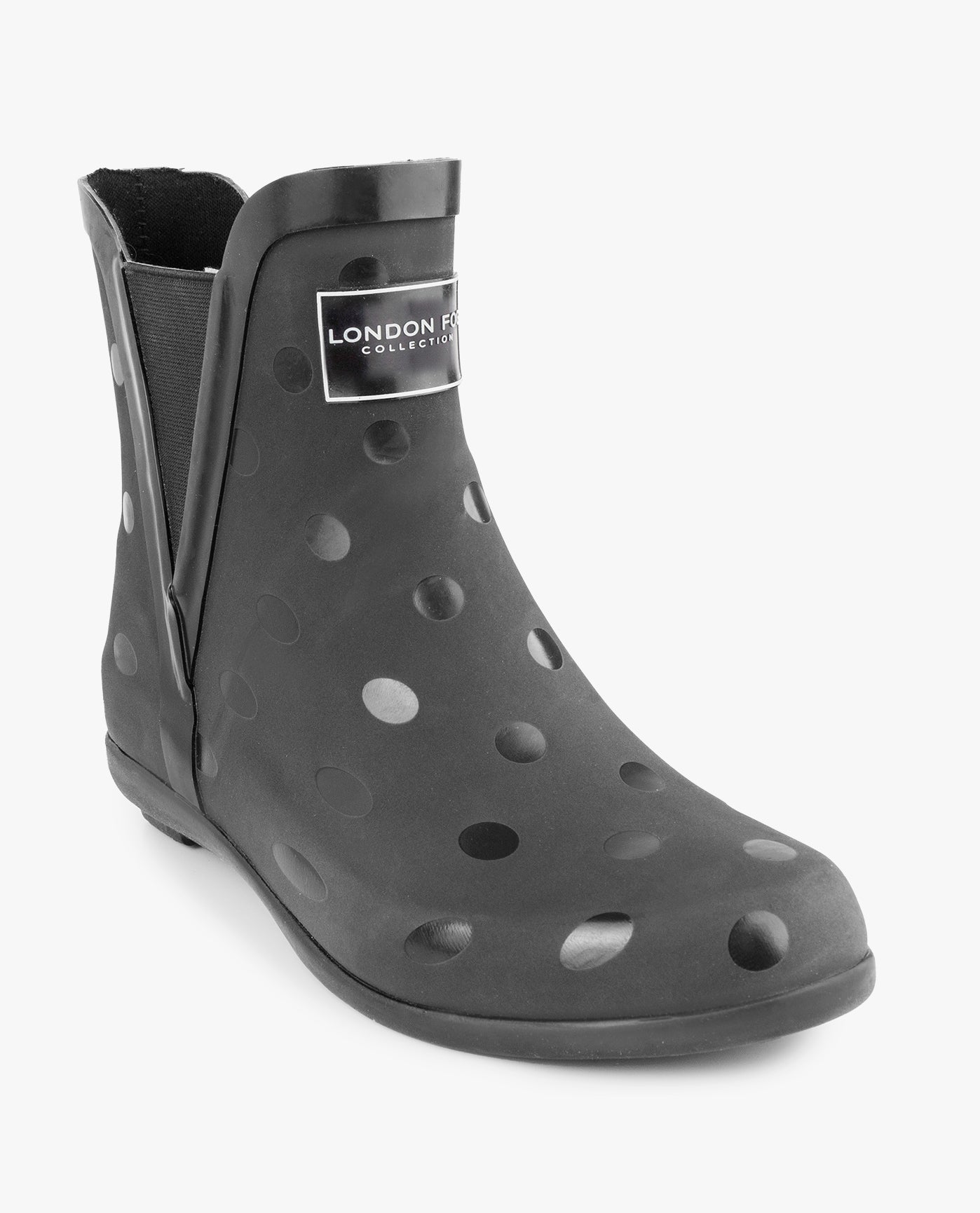 MAIN IMAGE OF WOMENS PICCADILLY ANKLE RAINBOOT | ESO_BLACK SHINY DOT_012