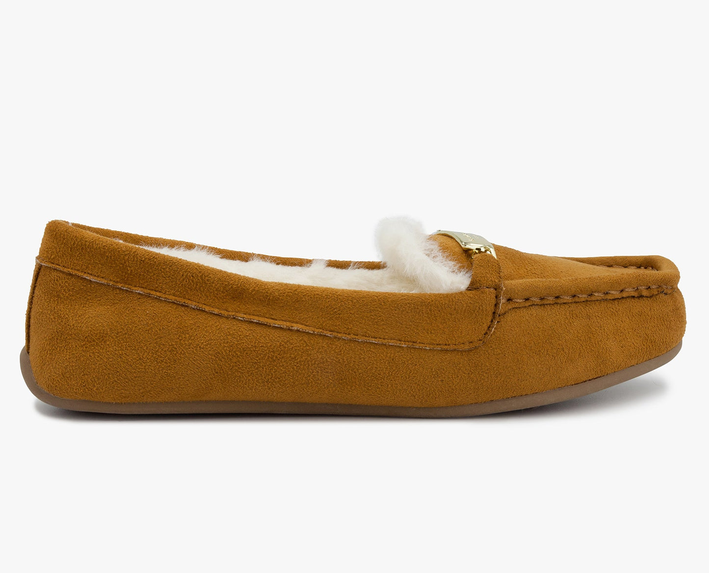 SIDE VIEW  OF WOMENS LISA MOCCASIN SLIPPER | ESO_COGNAC_200