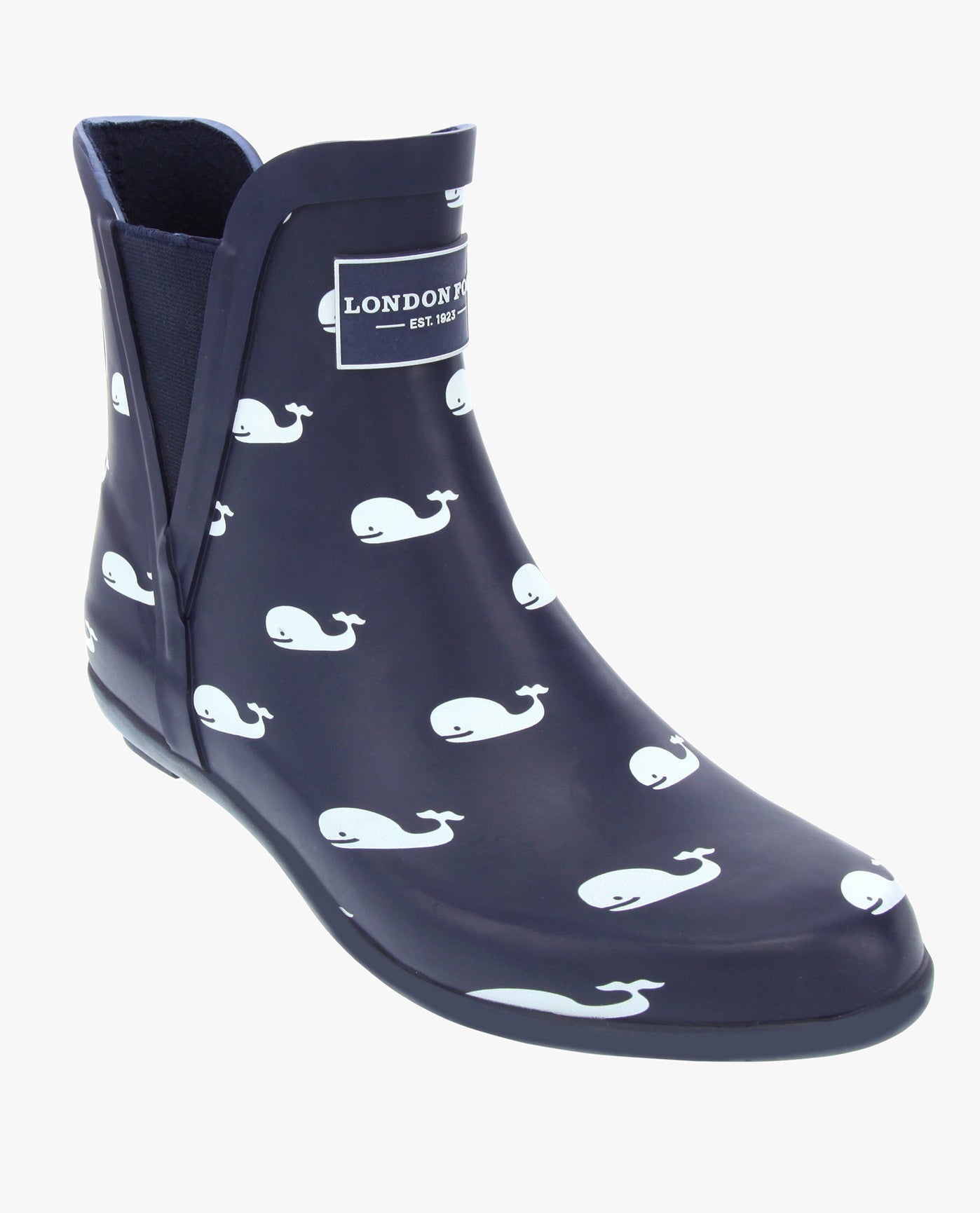 MAIN IMAGE OF WOMENS PICCADILLY ANKLE RAINBOOT | ESO_NAVY WHALES_410