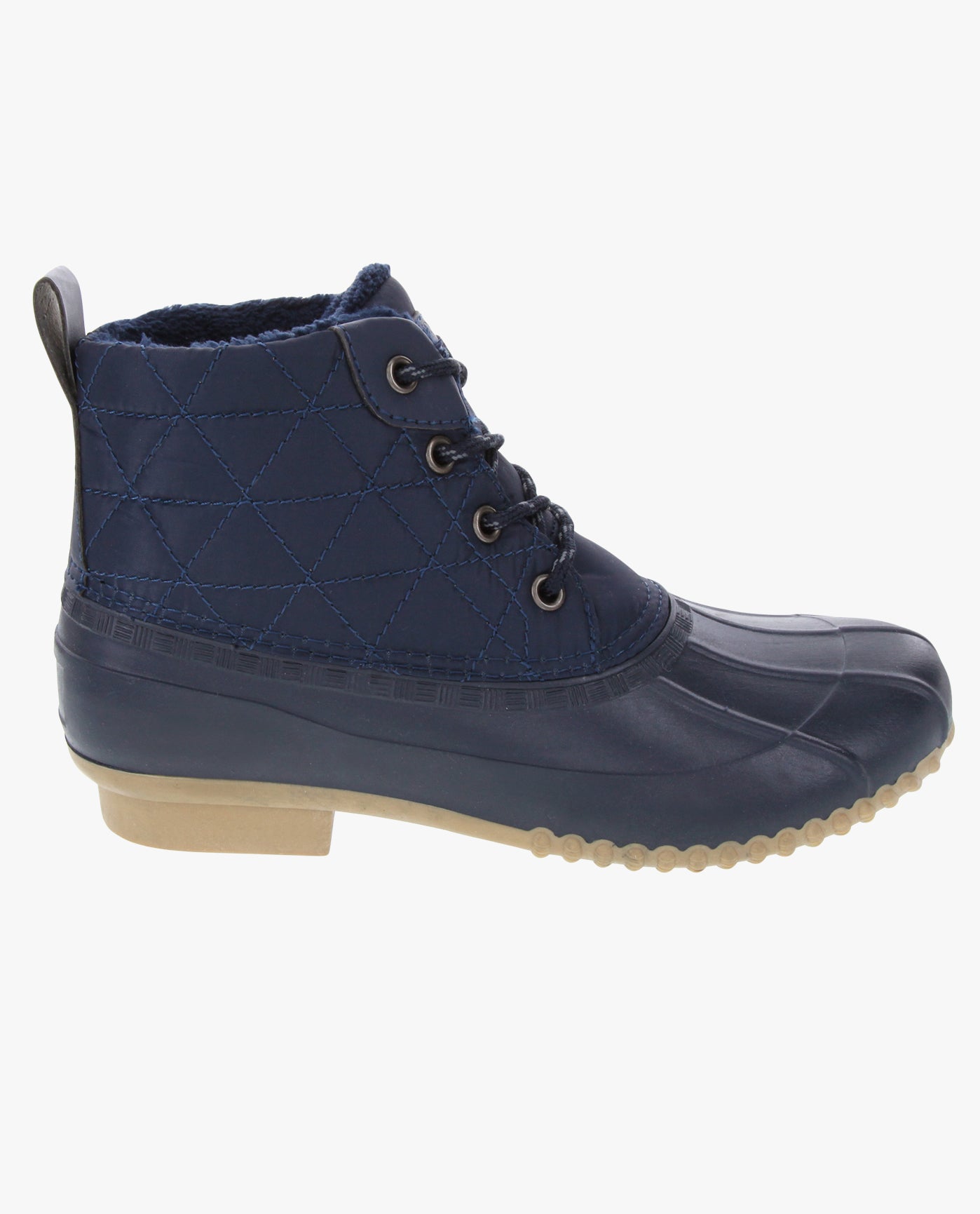 SIDE VIEW  OF WOMENS WINLEY DUCK BOOT | ESO_NAVY_400