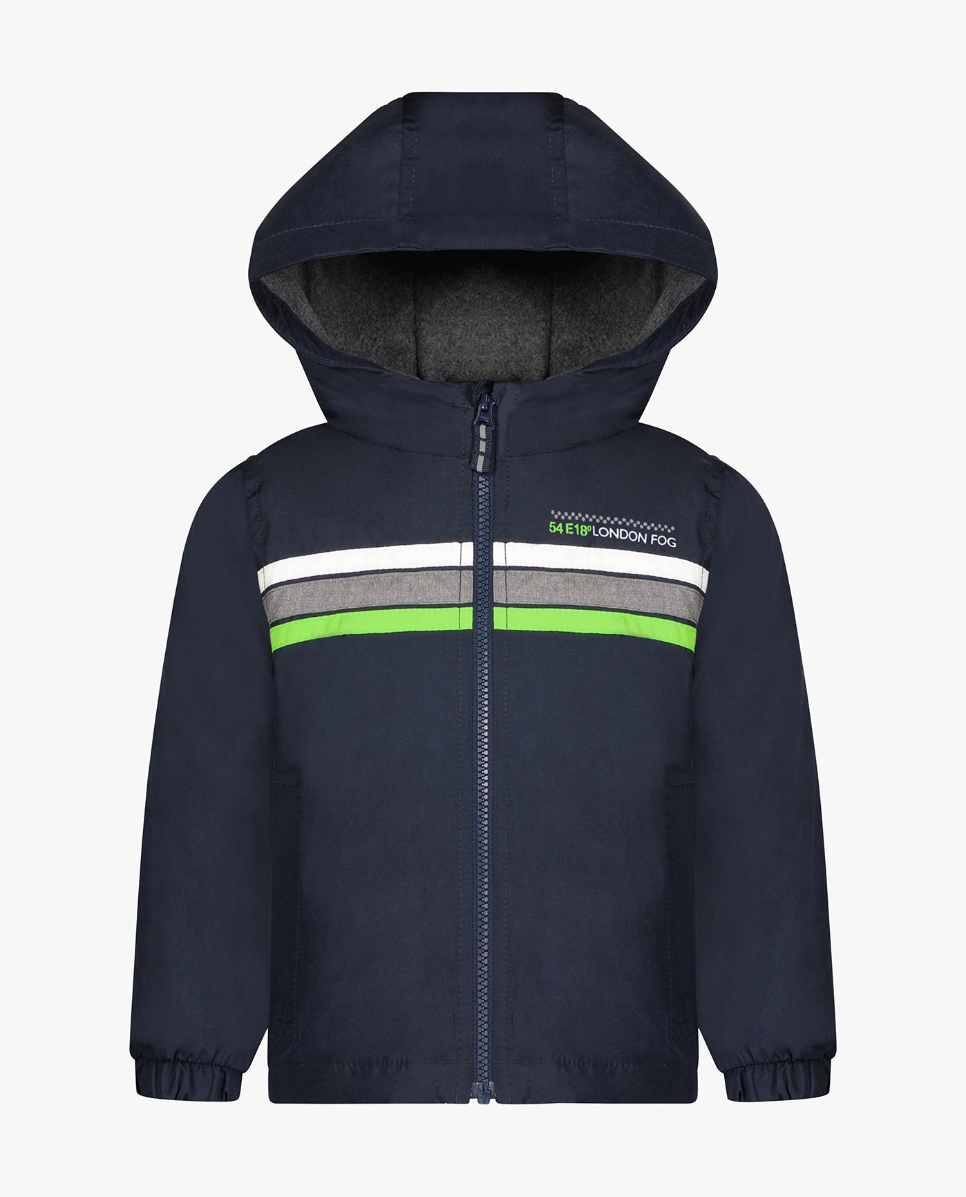 Toddler Boys Zip Front Hooded Sporty Stripe Raincoat Raincoat London Fog