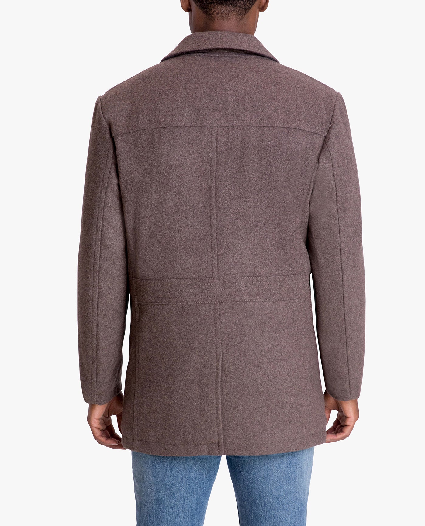 BACK VIEW OF AMITY SINGLE BREASTED WOOL JACKET | NEW CHARCOAL