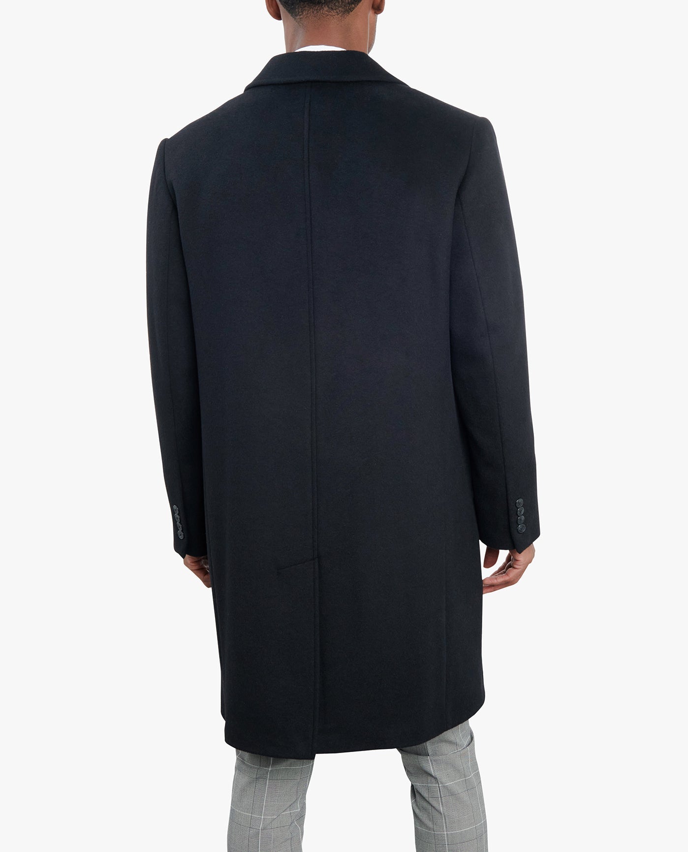 BACK VIEW OF SIGNATURE 42" SINGLE BREASTED WOOL JACKET | BLACK