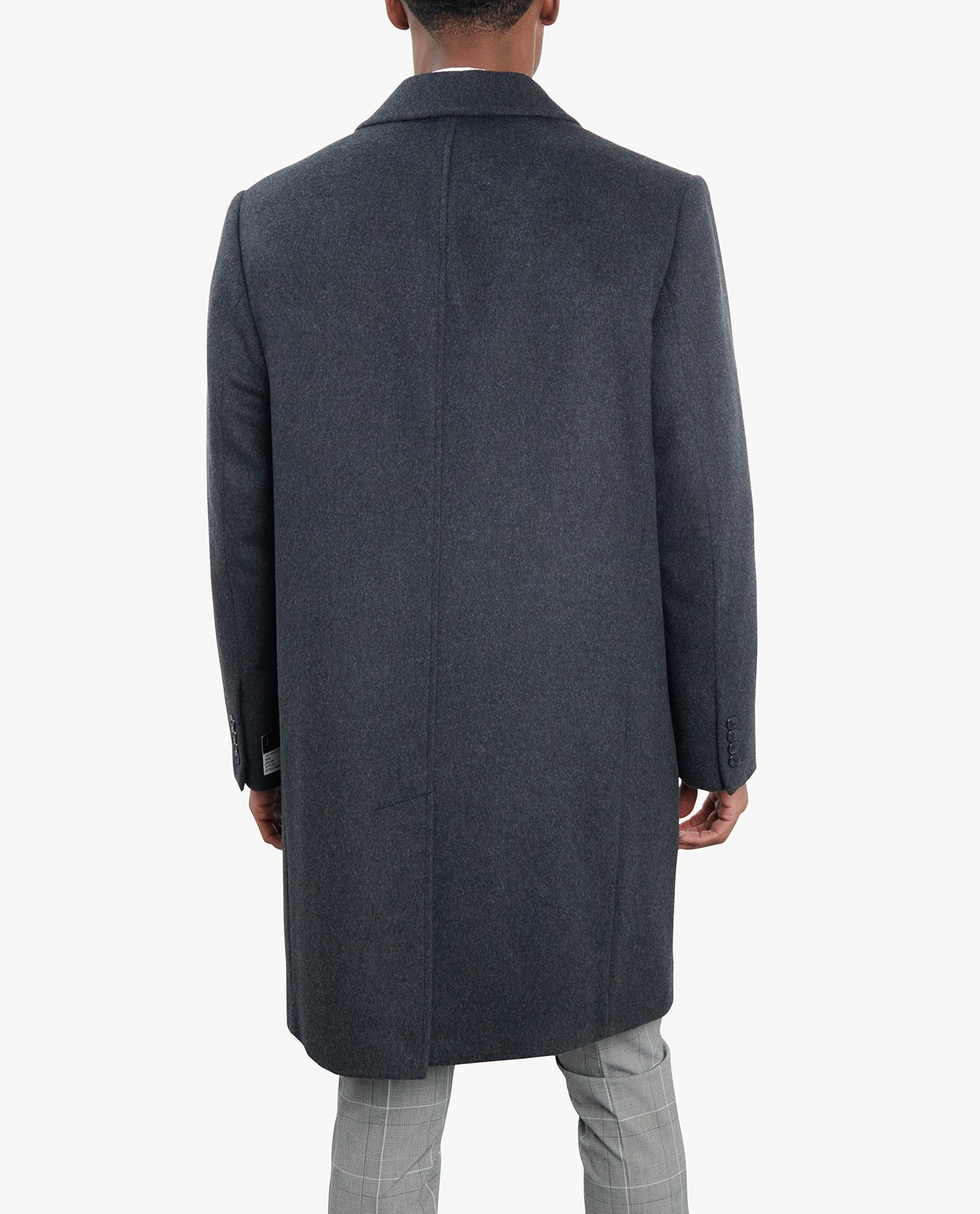 BACK VIEW OF SIGNATURE 42" SINGLE BREASTED WOOL JACKET | CHARCOAL