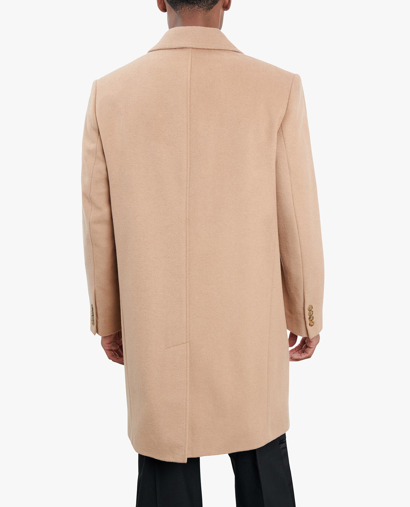 BACK VIEW OF SIGNATURE 42" SINGLE BREASTED WOOL JACKET | CAMEL