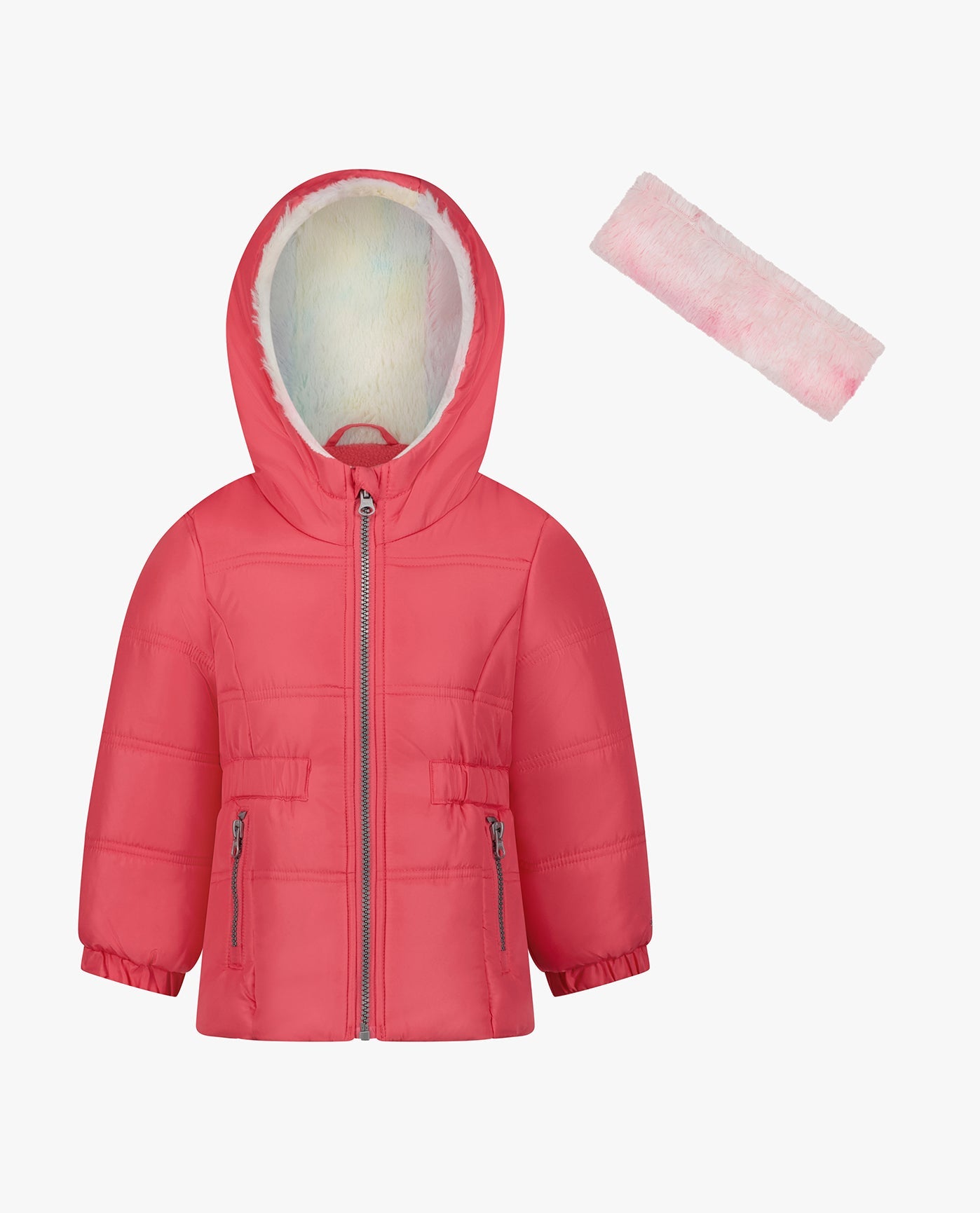 MAIN IMAGE OF TODDLER GIRLS ZIP-FRONT HOODED MID CINCH PUFFER | FUCHSIA