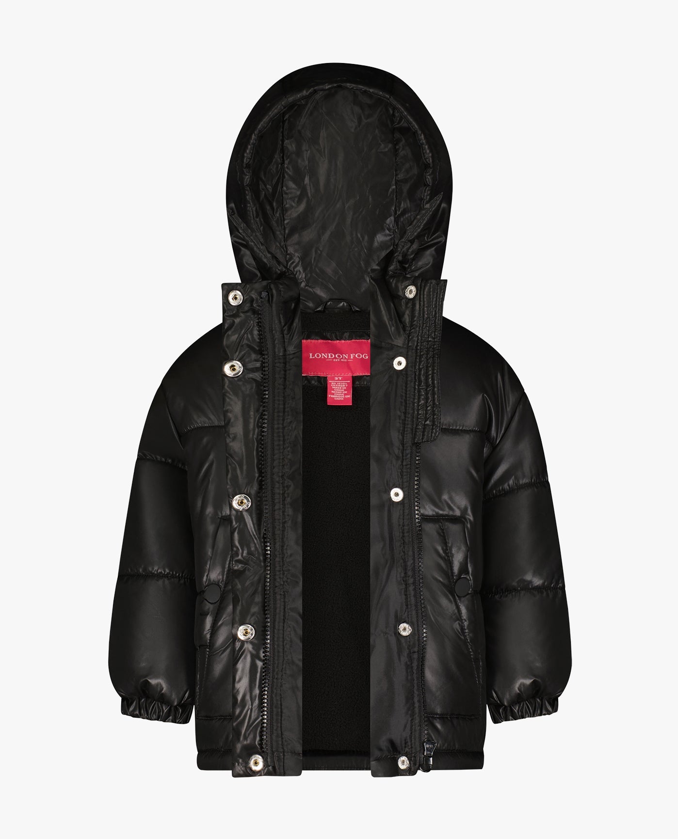 Detail View Of TODDLER GIRLS ZIP-FRONT HEAVY WEIGHT PUFFER | BLACK