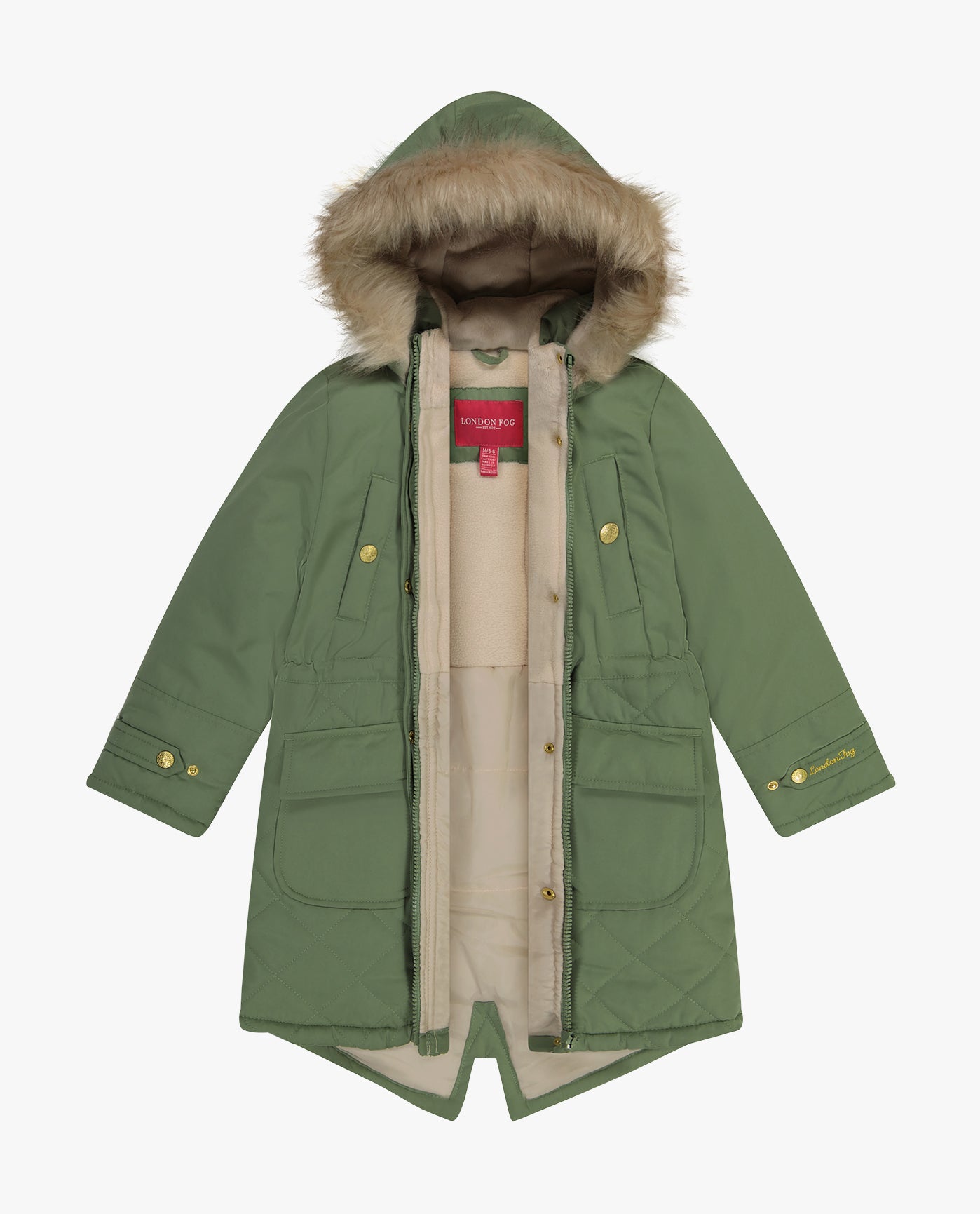 Olive green parka outlet with fur trim hood