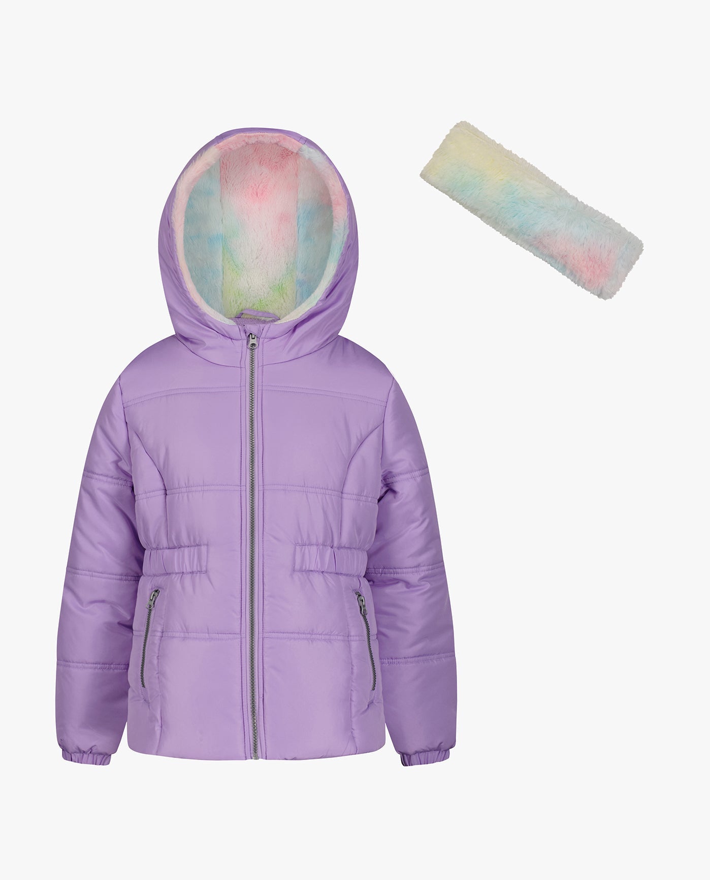 MAIN IMAGE OF BIG GIRLS ZIP-FRONT HOODED MID CINCH PUFFER | LILAC