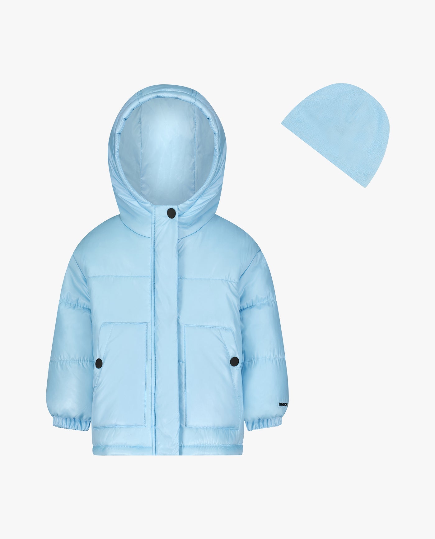 Detail View Of BIG GIRLS ZIP-FRONT HEAVY WEIGHT PUFFER | LIGHT BLUE