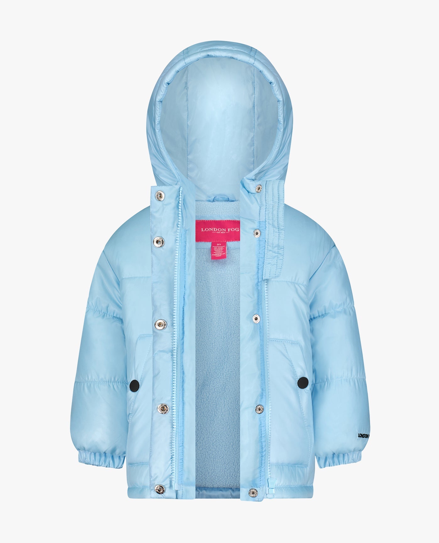 Detail View Of BIG GIRLS ZIP-FRONT HEAVY WEIGHT PUFFER | LIGHT BLUE