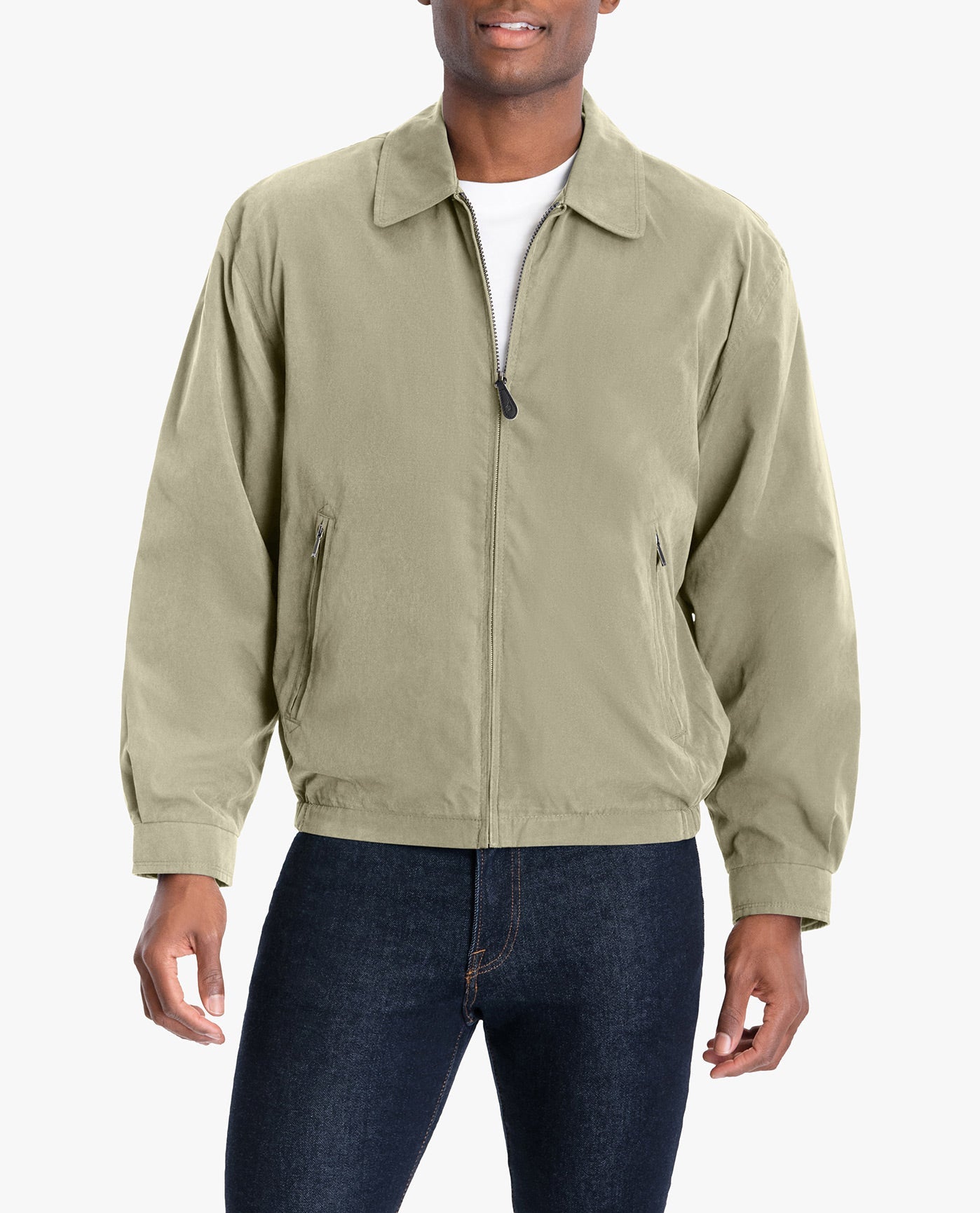 FRONT OF LIGHT WEIGHT ZIP FRONT GOLF JACKET | CEMENT