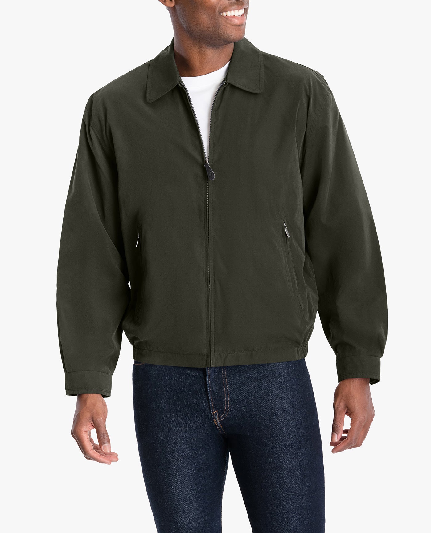 BACK OF LIGHT WEIGHT ZIP FRONT GOLF JACKET | OLIVE
