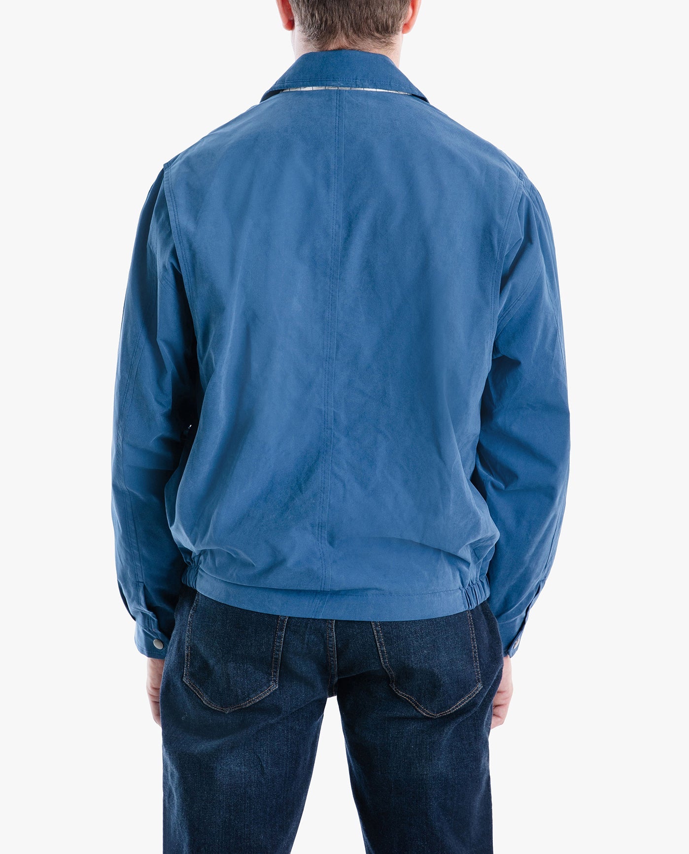 BACK VIEW OF LIGHT WEIGHT ZIP FRONT GOLF JACKET | PACIFIC BLUE