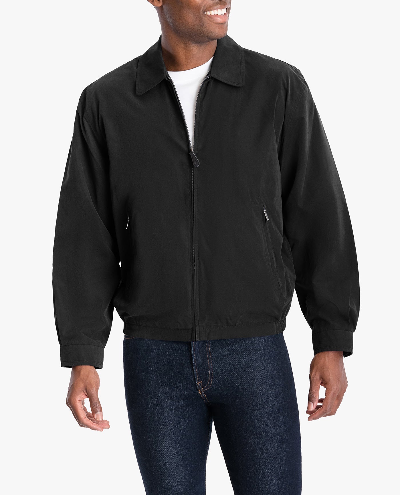 ALT VIEW OF TALL LIGHT WEIGHT ZIP FRONT GOLF JACKET | BLACK