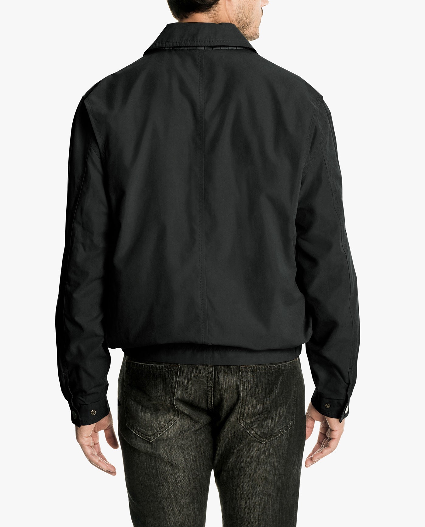 BACK VIEW OF TALL LIGHT WEIGHT ZIP FRONT GOLF JACKET | IRON