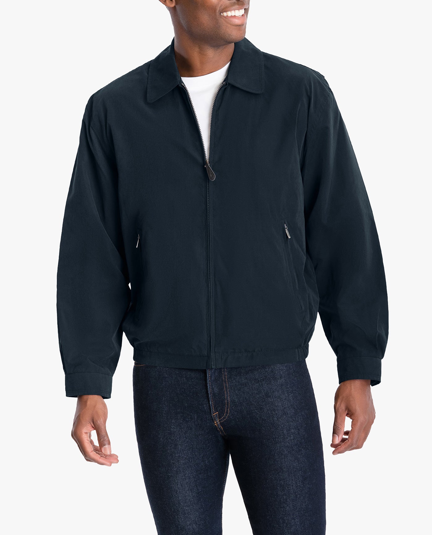 ALT VIEW OF TALL LIGHT WEIGHT ZIP FRONT GOLF JACKET | NAVY