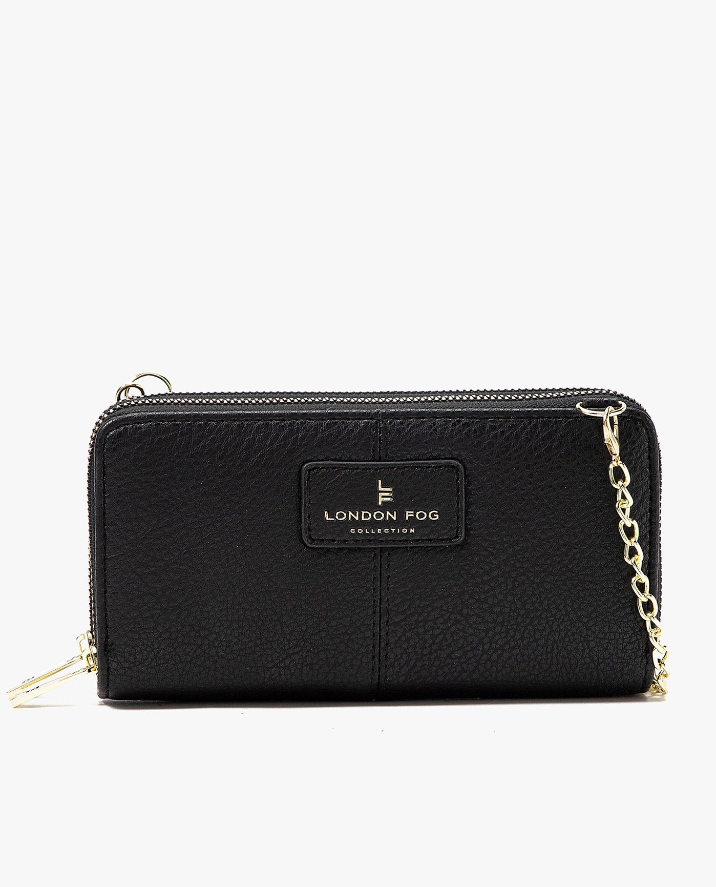 FRONT VIEW OF DIANA PEBBLE DOUBLE ZIP CROSSBODY BAG AND WALLET COMBO | BLACK