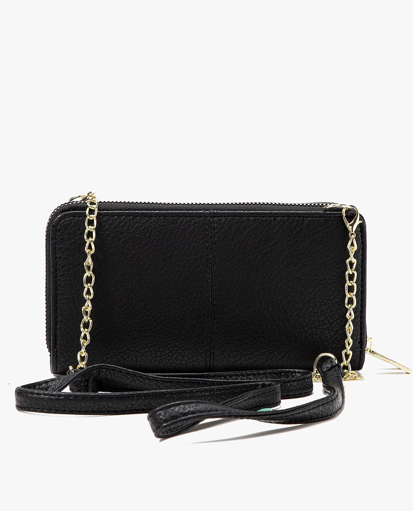 BACK VIEW OF DIANA PEBBLE DOUBLE ZIP CROSSBODY BAG AND WALLET COMBO | BLACK