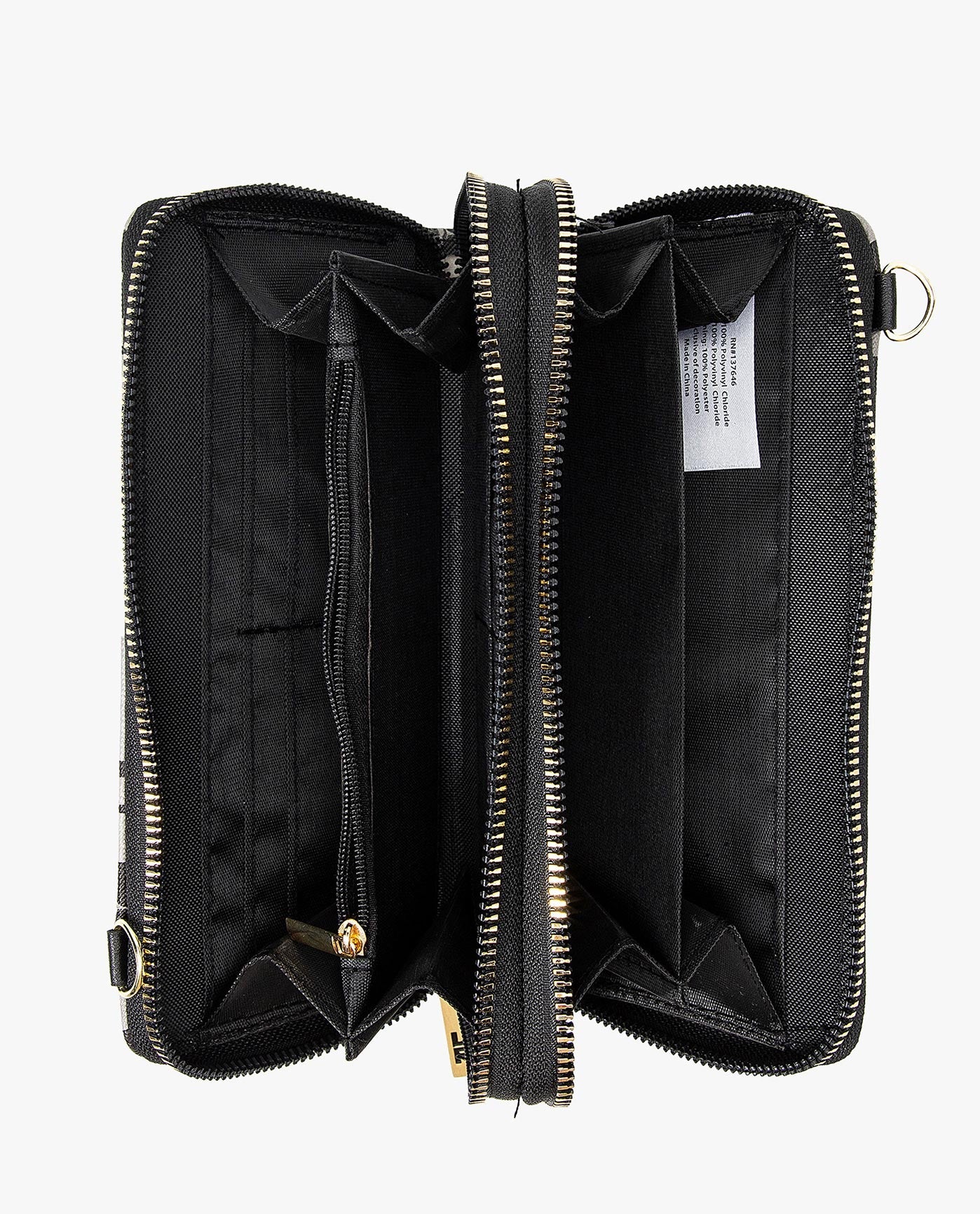 INSIDE OF DIANA SIGNATURE DOUBLE ZIP CROSSBODY BAG AND WALLET COMBO | BLACK