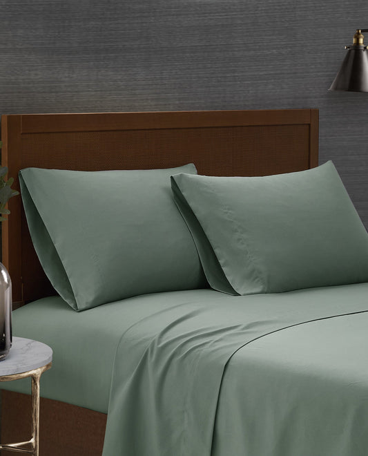 MAIN IMAGE OF GARMENT SOLID WASH 4 PIECE SHEET SET | PEM-Wash Green-300