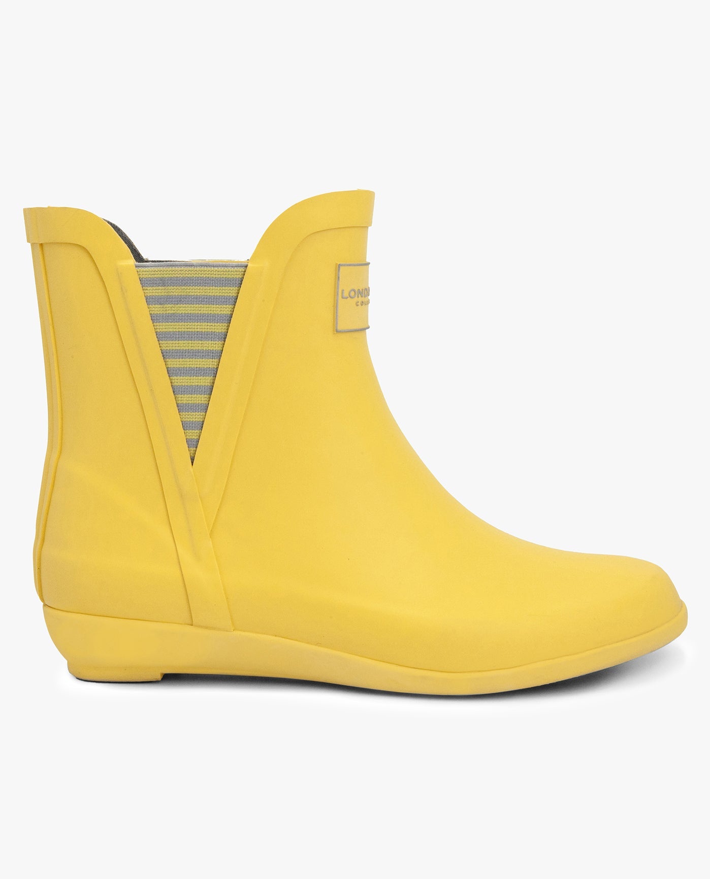 SIDE VIEW  OF WOMENS PICCADILLY ANKLE RAINBOOT | ESO_YELLOW_703